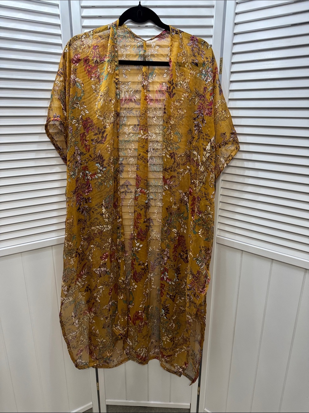 Mustard Floral Sheer Kimono